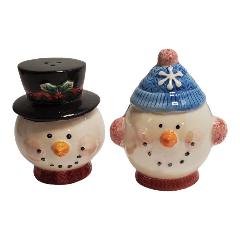 Papel Giftware Snowman Salt & Pepper Shakers Lustreware Christmas Holiday Winter